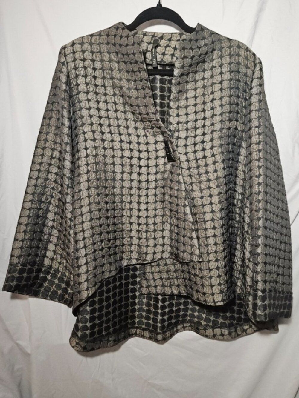 IC by Connie K Artsy Textured High-Low Toggle Swing Jacket Blouse - XL